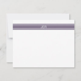Paarse Witte Gepersonaliseerde Monogram Naam Begin Notitiekaartje