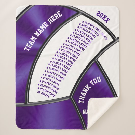 Paarse, witte gepersonaliseerde volleybal coach ge sherpa deken (Voorkant)