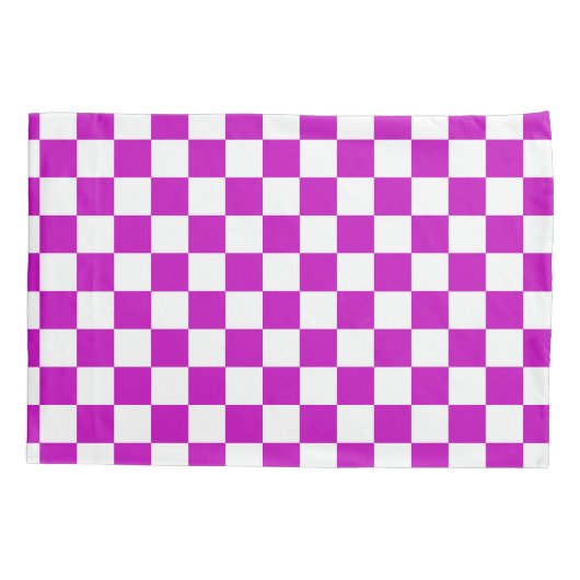 Paarse witte geruit controlepatroon kussensloop (Achterkant)