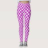 Paarse witte geruit controlepatroon leggings (Voorkant)
