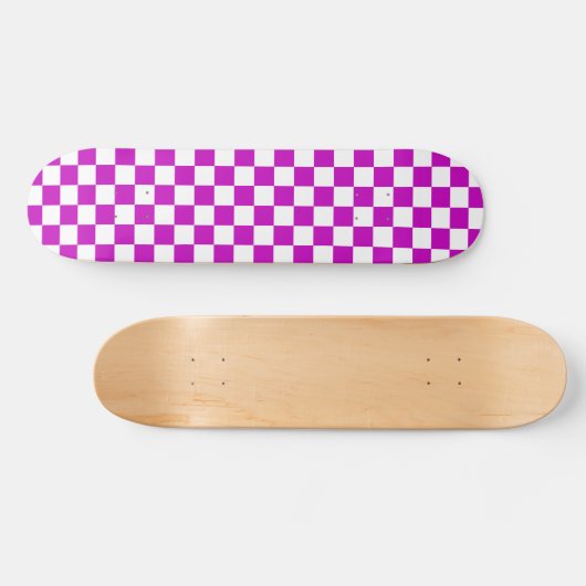 Paarse witte geruit controlepatroon persoonlijk skateboard (Horizontaal)