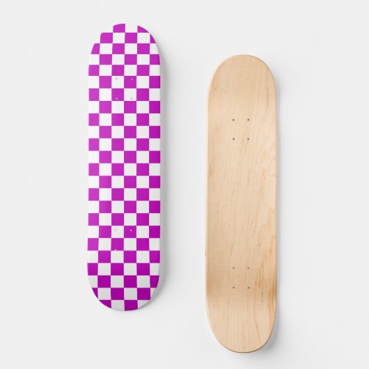 Paarse witte geruit controlepatroon persoonlijk skateboard (Voorkant)