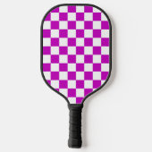 Paarse witte geruit controlepatroon pickleball paddle (Achterkant)