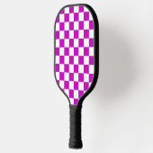 Paarse witte geruit controlepatroon pickleball paddle (Links)