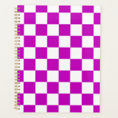 Paarse witte geruit controlepatroon planner (Voorkant)