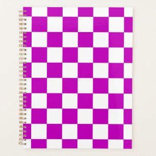Paarse witte geruit controlepatroon planner