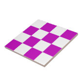 Paarse witte geruit controlepatroon tegeltje (Zijkant)