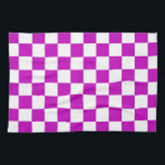 Paarse witte geruit controlepatroon theedoek<br><div class="desc">Paarse en witte Check geruite geometrische vierkanten Patroonontwerp</div>