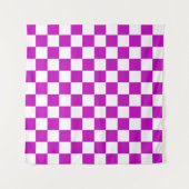 Paarse witte geruit controlepatroon wandkleed (Voorkant (horizontaal))