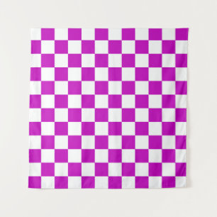 Paarse witte geruit controlepatroon wandkleed