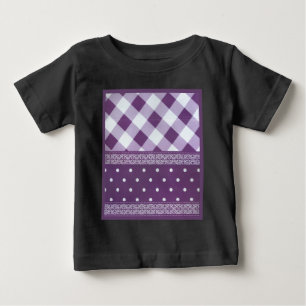 Paarse Witte Geruite Polka Dot Floral Damask Art