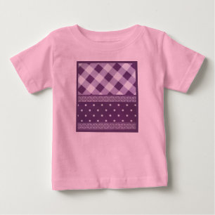 Paarse Witte Geruite Polka Dot Floral Damask Art