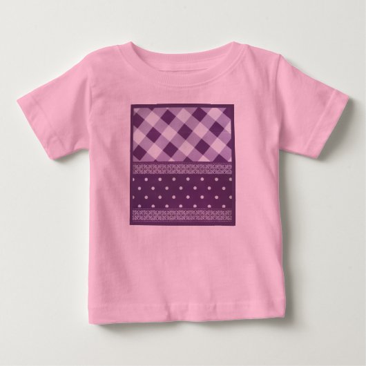 Paarse Witte Geruite Polka Dot Floral Damask Art (Voorkant)