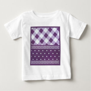 Paarse Witte Geruite Polka Dot Floral Damask Art