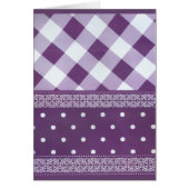 Paarse Witte Geruite Polka Dot Floral Damask Art (Voorkant)