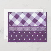 Paarse Witte Geruite Polka Dot Floral Damask Art Briefkaart (Voorkant / Achterkant)
