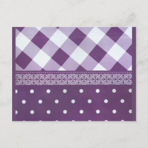Paarse Witte Geruite Polka Dot Floral Damask Art Briefkaart