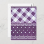 Paarse Witte Geruite Polka Dot Floral Damask Art Briefkaart (Voorkant / Achterkant)