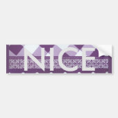 Paarse Witte Geruite Polka Dot Floral Damask Art Bumpersticker (Voorkant)