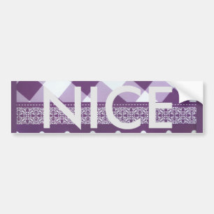 Paarse Witte Geruite Polka Dot Floral Damask Art Bumpersticker