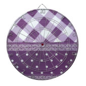 Paarse Witte Geruite Polka Dot Floral Damask Art Dartbord (Voorkant)