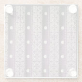 Paarse Witte Geruite Polka Dot Floral Damask Art Glazen Onderzetter (Achterkant)
