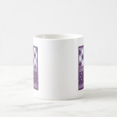 Paarse Witte Geruite Polka Dot Floral Damask Art Koffiemok (Center)