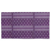 Paarse Witte Geruite Polka Dot Floral Damask Art Kussensloop (Voorkant-Links)