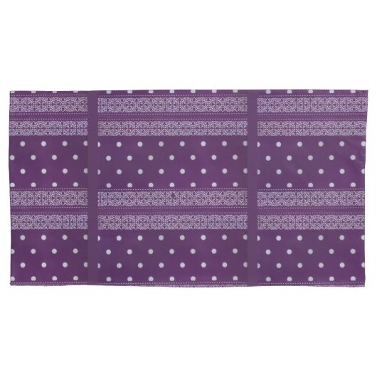 Paarse Witte Geruite Polka Dot Floral Damask Art Kussensloop (Voorkant-Links)