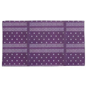 Paarse Witte Geruite Polka Dot Floral Damask Art Kussensloop (Voorkant-Rechts)