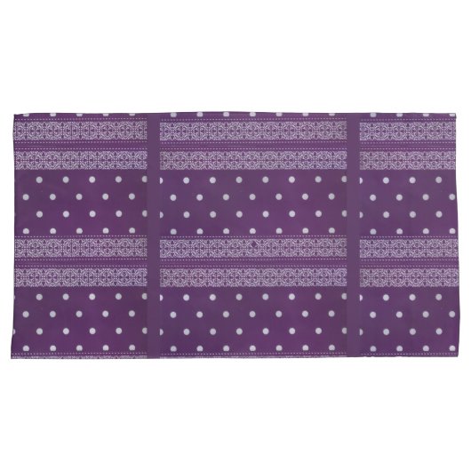 Paarse Witte Geruite Polka Dot Floral Damask Art Kussensloop (Voorkant-Rechts)