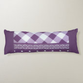 Paarse Witte Geruite Polka Dot Floral Damask Art Lichaamskussen (Achterkant)