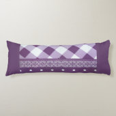 Paarse Witte Geruite Polka Dot Floral Damask Art Lichaamskussen (Voorkant)