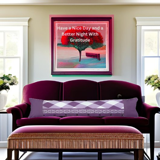 Paarse Witte Geruite Polka Dot Floral Damask Art Lichaamskussen