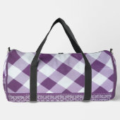 Paarse Witte Geruite Polka Dot Floral Damask Art Plunjezak (Voorkant)