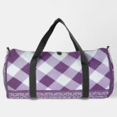 Paarse Witte Geruite Polka Dot Floral Damask Art Plunjezak (Achterkant)