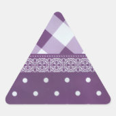 Paarse Witte Geruite Polka Dot Floral Damask Art Sticker (Voorkant)