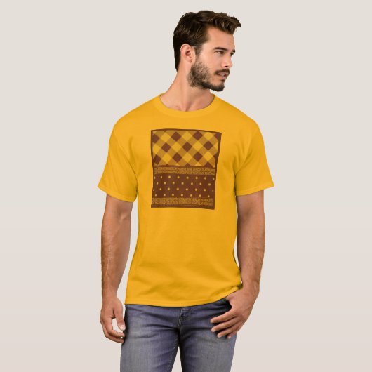 Paarse Witte Geruite Polka Dot Floral Damask Art T-shirt (Voorkant volledig)