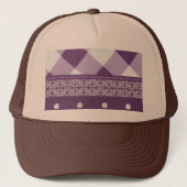 Paarse Witte Geruite Polka Dot Floral Damask Art Trucker Pet (Voorkant)