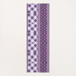 Paarse Witte Geruite Polka Dot Floral Damask Art Yogamat