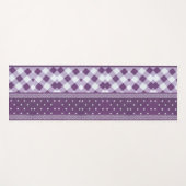 Paarse Witte Geruite Polka Dot Floral Damask Art Yogamat (Voorkant (horizontaal))