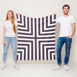Paarse & Witte Gestreepte Hoekdoos Herhaal Patroon Fleece Deken