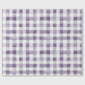 Paarse Witte Gestreepte Plaid Verjaardag Cadeaupapier (Vlak)
