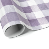 Paarse Witte Gestreepte Plaid Verjaardag Cadeaupapier (Rol Hoek)