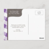 Paarse & Witte Gingham Canvas Dank u Briefkaarten (Achterkant)