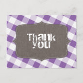 Paarse & Witte Gingham Canvas Dank u Briefkaarten (Voorkant)