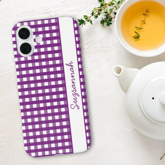 Paarse witte gingham check Aangepast Hoesje-Mate Case-Mate iPhone Case