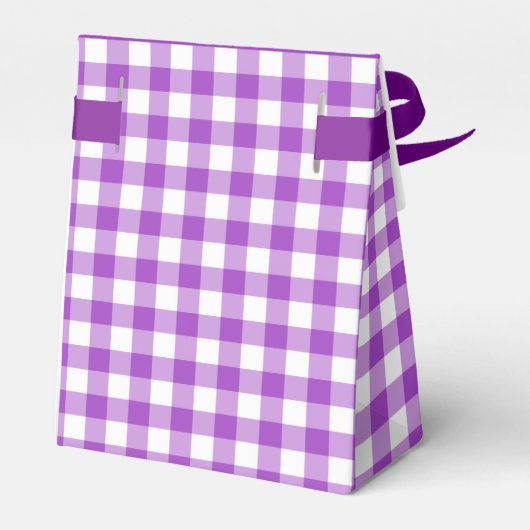 Paarse witte gingham patroon dank u geschenkdoos bedankdoosjes (Achterkant)