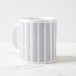 Paarse witte glinsterende glitterstrepen grote koffiekop