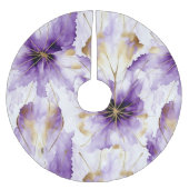 Paarse Witte Gouden Abstracte Iris Bloem Kerstboom Rok (Voorkant)